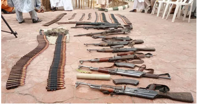 Zamfara: Son of late bandit leader surrenders 30 AK-47 rifles, 2 rocket launchers, others