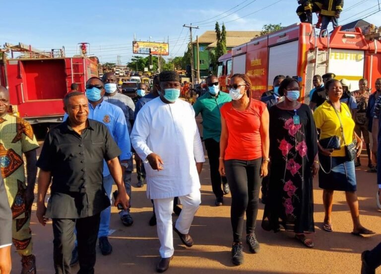 Gov. Ugwuanyi leads rescue operation at accident scene (Photos)