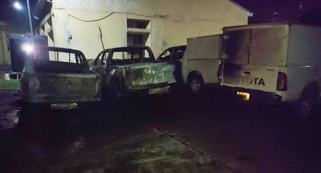 Six Vehicles Razed As Hoodlums Attack INEC Enugu Office
