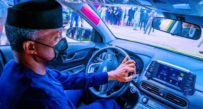 Osinbajo Test Drives Made-In-Nigeria Electric Car