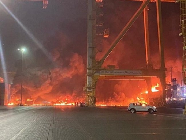 Fire At Dubai Port After Loud Explosion