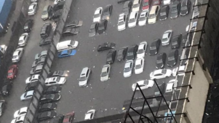 Vehicles Submerged On Lagos Island Amid Heavy Rainfall