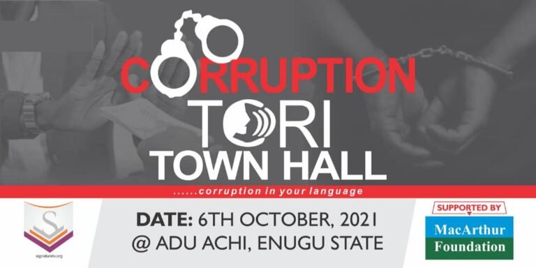 Corruption Tori holds Town Hall Meeting in Enugu