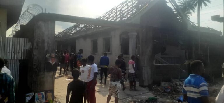 Youths set house of suspected native doctor on fire for burying 3-month-old baby in Rivers