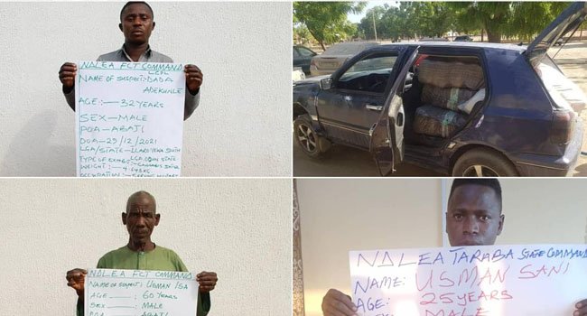 Three Fake Security Agents, Others Arrested With 427kg Drugs In Borno, Abuja