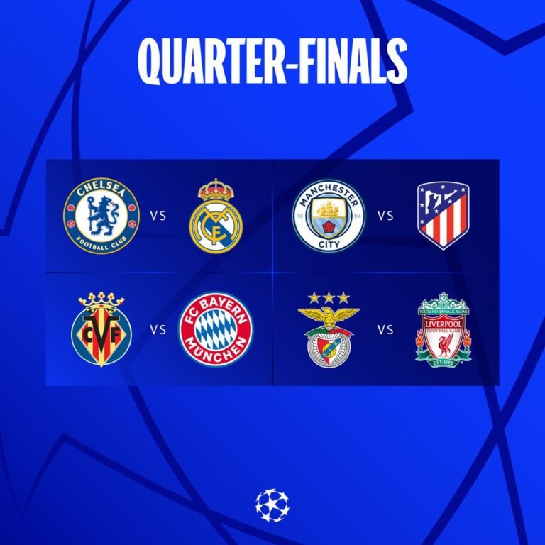 Quarter Finals: Chelsea Battle Real Madrid, City Face Atletico In The Champions League