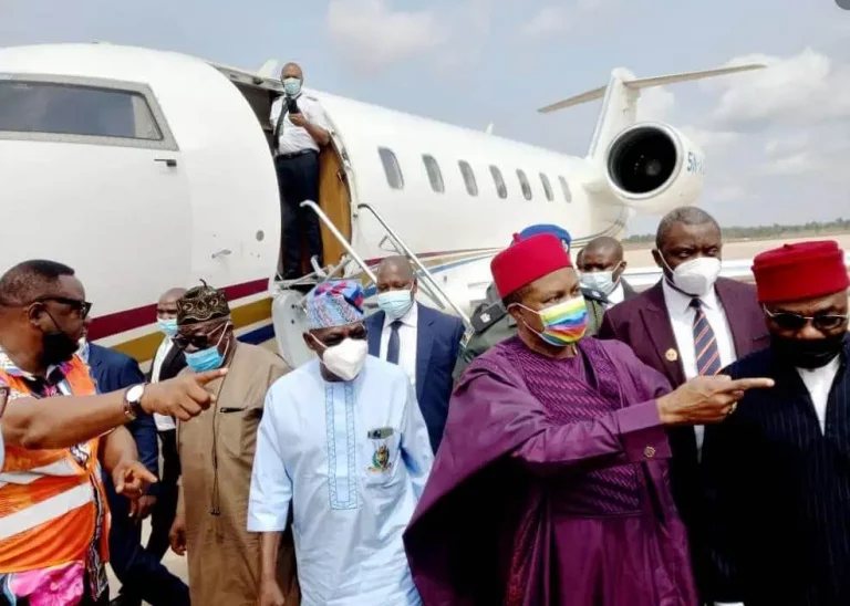 Former president, Olusegun Obasanjo, lands Anambra Airport