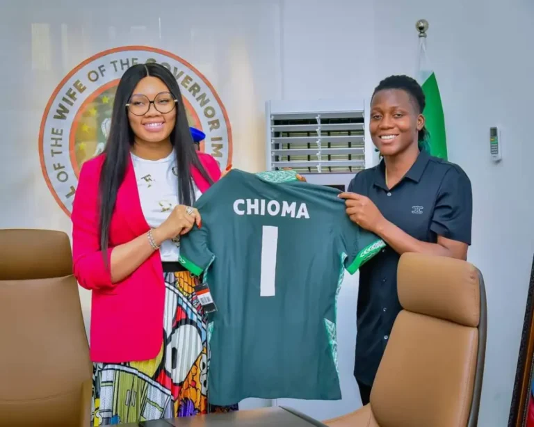 Wife Of Imo State Governor Recieves Super Falcons Goalkeeper