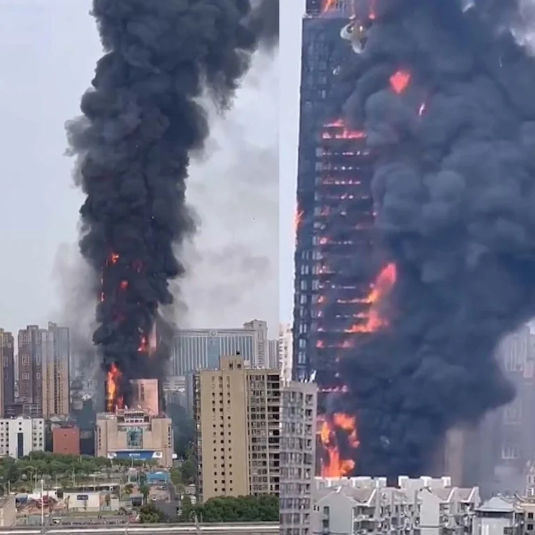Major fire engulfs skyscraper in central China