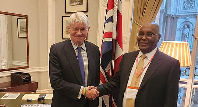 Atiku Meets With UK Govt, Says Discussions Covered Security, Other Issues