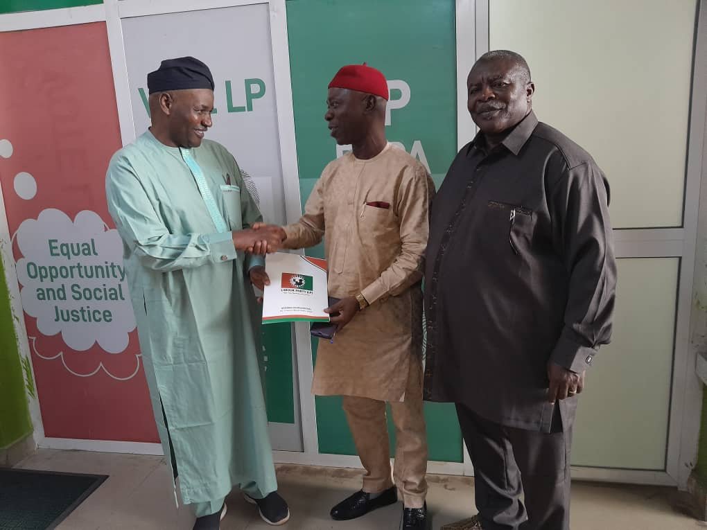 retired Assistant Inspector General of Police, Dr Charles Ugomuoh was at the headquarters of the Labour Party to obtain the expression of interest form