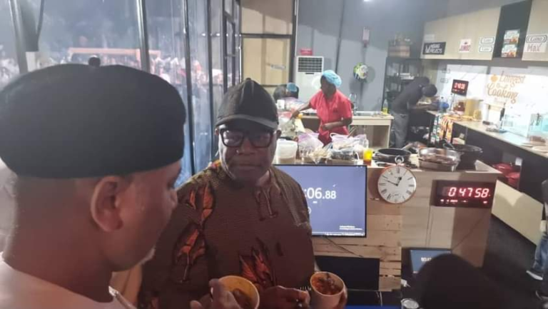 Godswill Akpabio visits Hilda Baci as she breaks world record