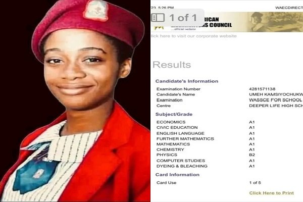 Best UTME candidate clears WASSCE result with eight A1