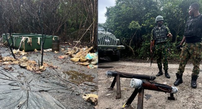 Troops Recover Arms From IPOB Camp In Anambra, Raid Illegal Refinery In Imo