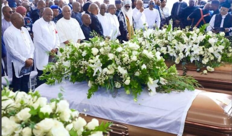 Eulogies as Akpabio, govs, others bid Wigwe, wife, son farewell