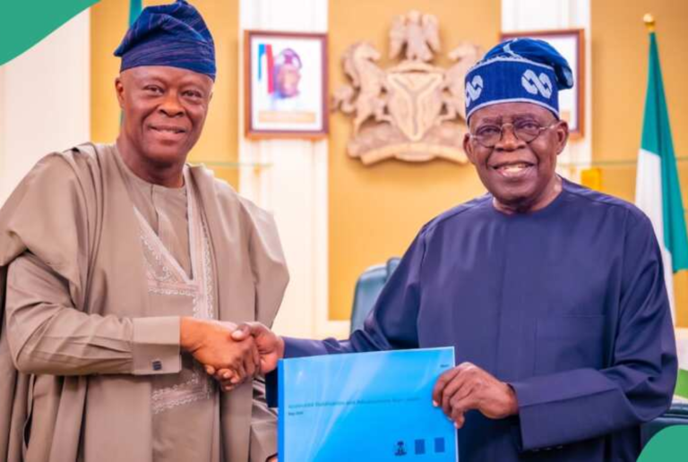 FINANCE MINISTER EDUN  PRESENTS NEW MINIMUM WAGE TO PRESIDENT TINUBU