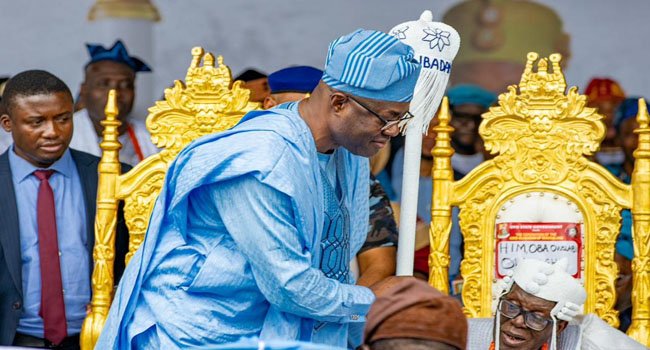 Makinde Presents Staff Of Office To 43rd Olubadan Of Ibadanland