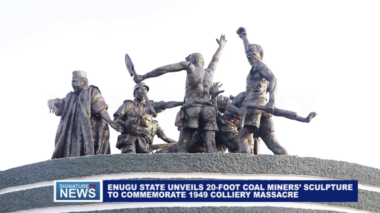 ENUGU GOVERNMENT UNVEILS STUNNING 20FT COLLIERY SCULPTURE – A TRIBUTE TO COAL CITY’S HERITAGE” – WATCH VIDEO