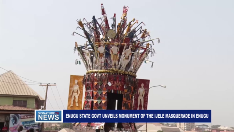 ENUGU STATE GOVERNMENT UNVEILS MONUMENT OF THE IJELE MASQUERADE IN ENUGU – WATCH VIDEO