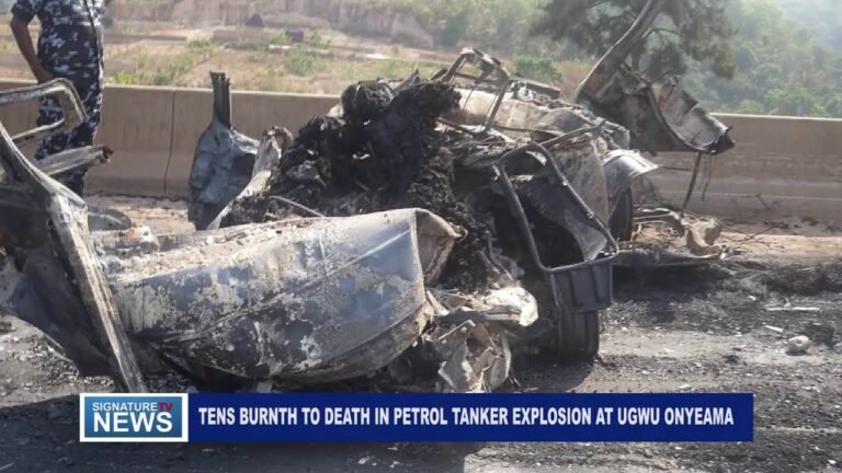 TENS BURNTH TO DEATH IN PETROL TANKER EXPLOSION AT UGWU ONYEAMA – WATCH VIDEO
