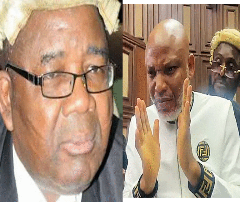 Breaking: Adegboyega Awomolo, SAN, asks justice James Omotosho to sentence Nnamdi Kanu to death, accuses Kanu of arrogance in his trial on terrorism charges.