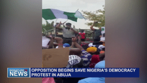 OPPOSITION BEGINS SAVE NIGERIA’S DEMOCRACY PROTEST IN ABUJA – WATCH VIDEO