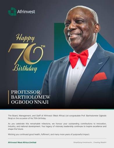 PROF. BARTH NNAJI MARKS 70TH BIRTHDAY WITH THANKSGIVING, COMMUNITY PROJECTS